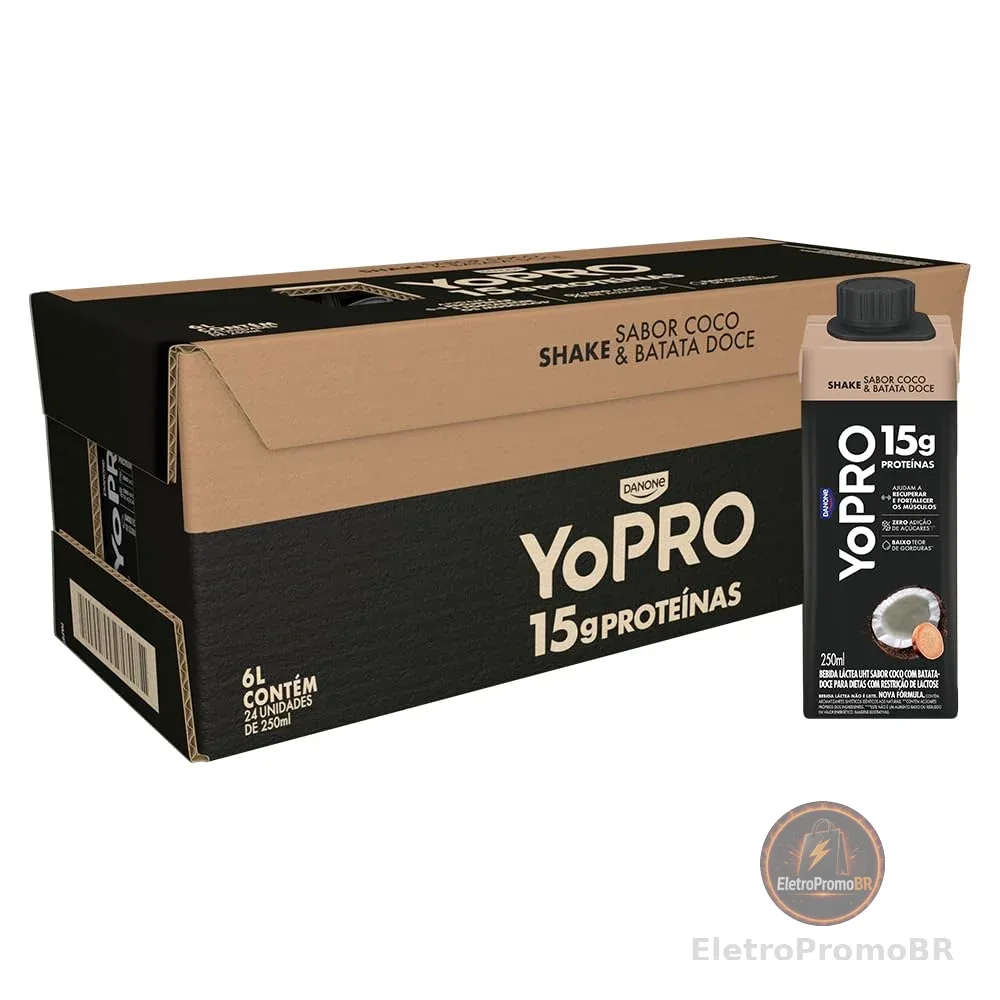 Pack YoPRO Bebida Láctea UHT Coco com Batata Doce 15g de Proteínas 250ml - 24 Unidades