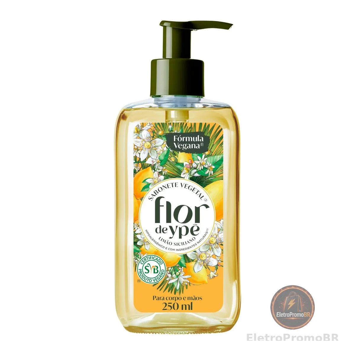 Flor de Ypê Sabonete Líquido Vegetal Limão Siciliano, 250ml (Pump)