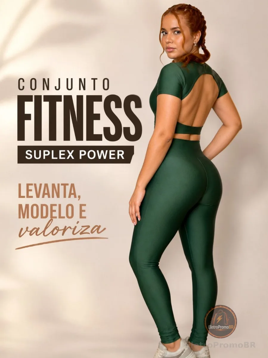 Conjunto Calça Legging e Cropped - Conjunto Fitness Academia feminino (Sem Transparência)