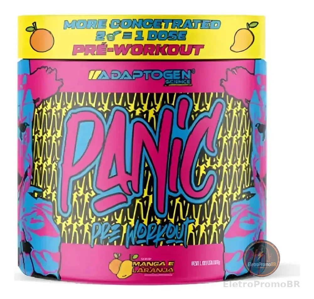 Pré Treino Panic Adaptogen 300g Adaptogen Panic Pre Workout Sabor Manga Com Laranja