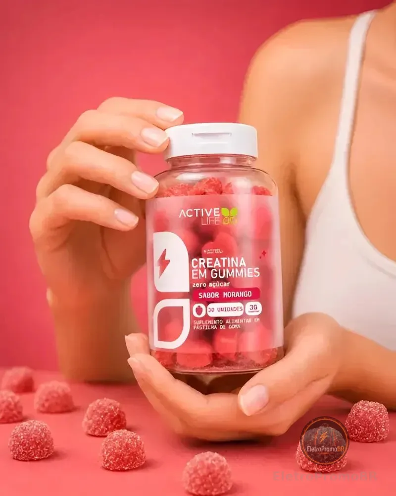 Creatina Gummy Morango 30 Gomas Active Life Morango