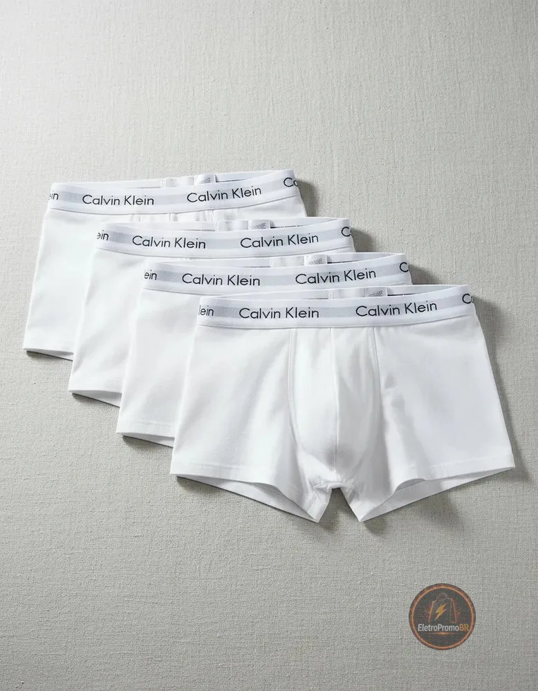 Kit 4 Cuecas Masculinas Boxer Cotton Calvin Klein 0900 - Branco 2 Liso L