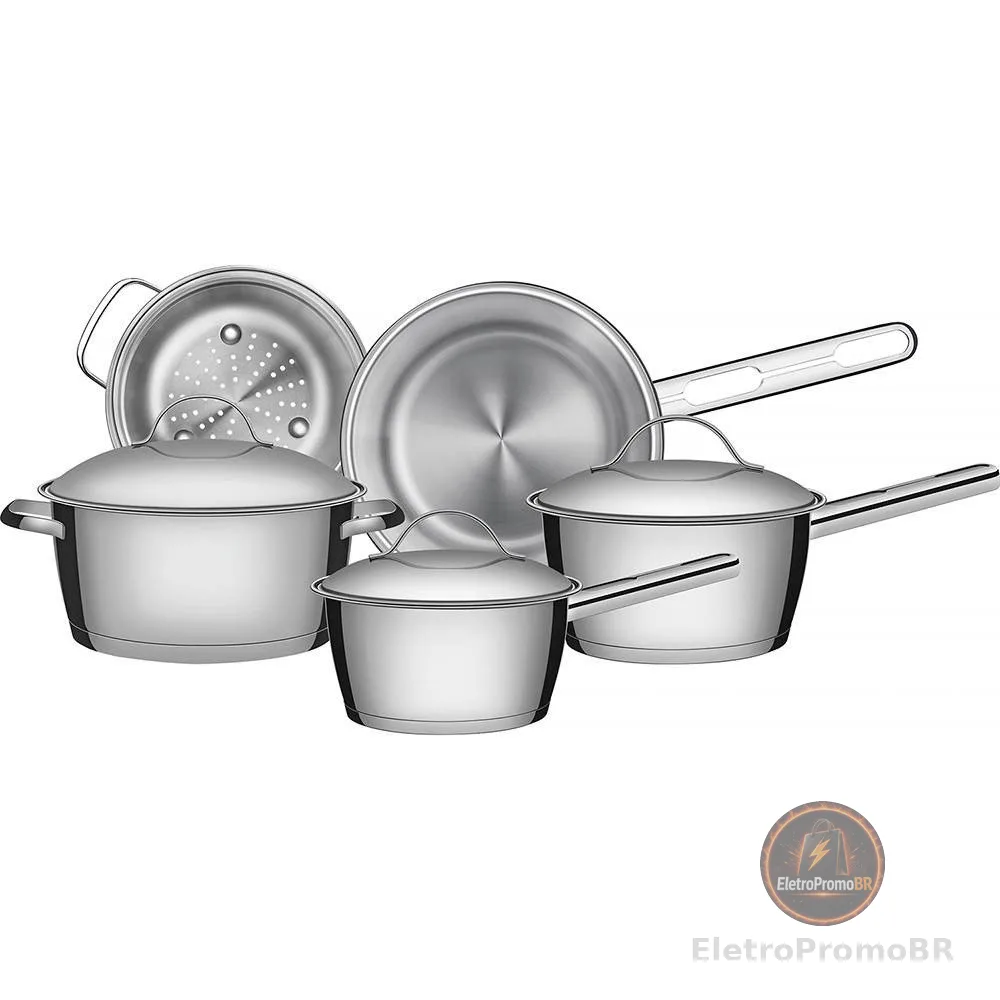 Jogo de Panelas de Aço Inox Indução Tramontina 5 Peças Allegra