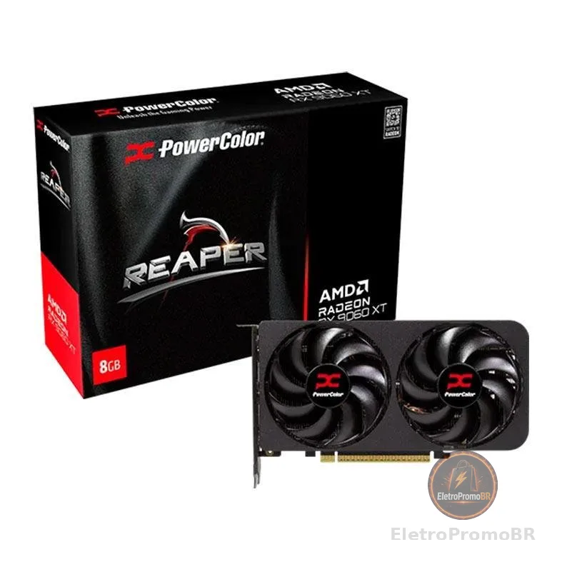 Placa de Video PowerColor Radeon RX 9060 XT Reaper, 8GB, GDDR6, 128-bit, RX9060XT-8G-A