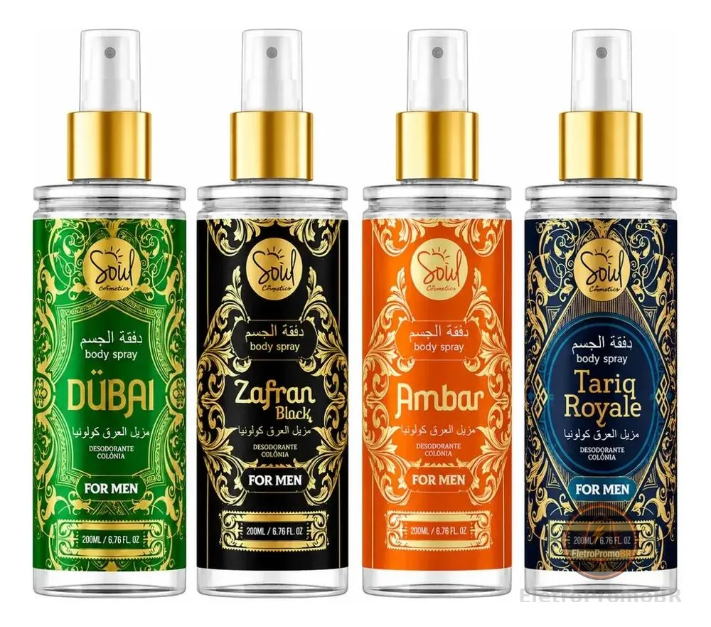Body Splash Arabe C/4un 200ml Perfume Masculino De Luxo Alta Concentração