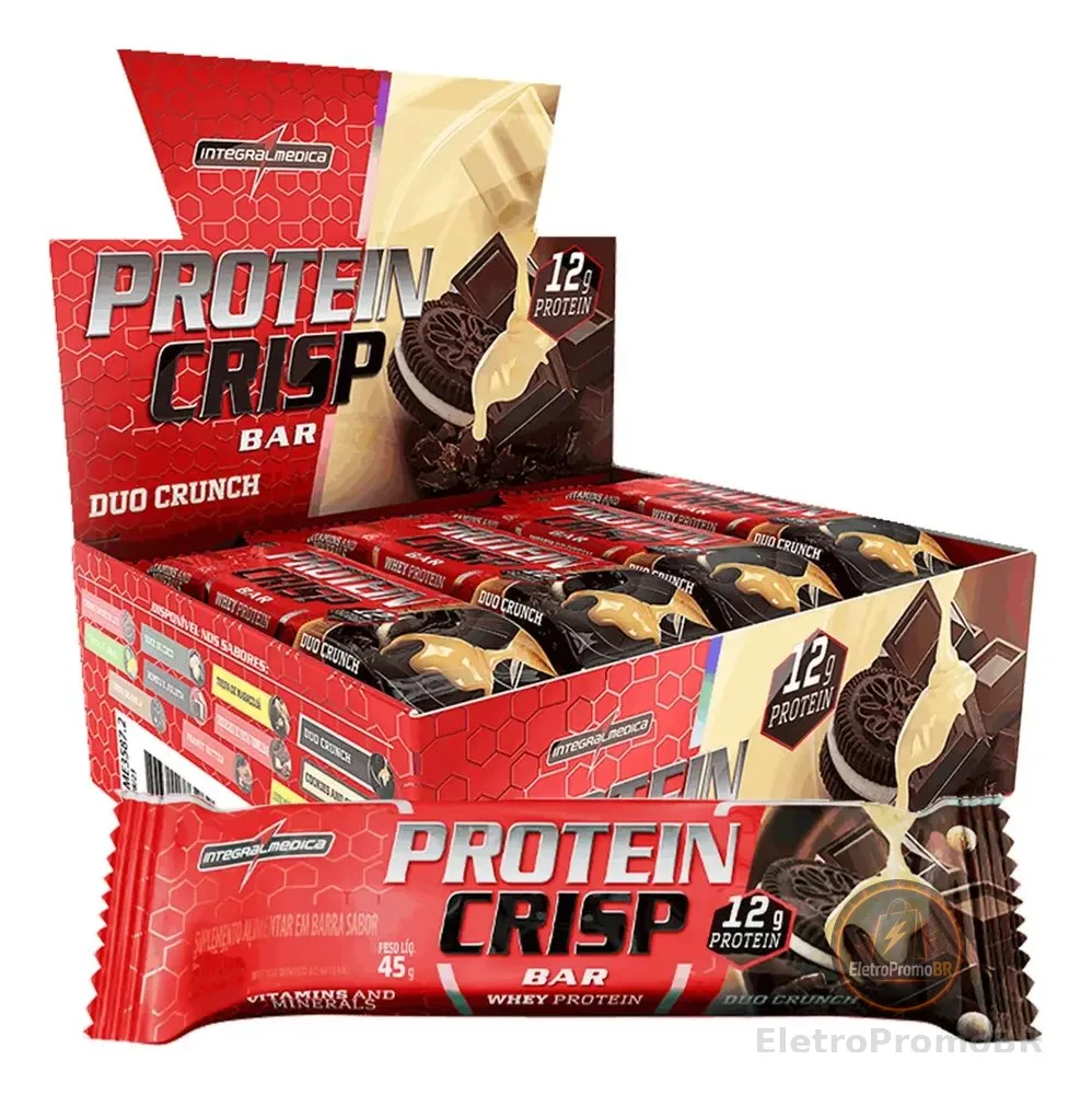 Barra De Proteína Crisp Bar 12 Unidades - Duo Crunch - Integralmédica