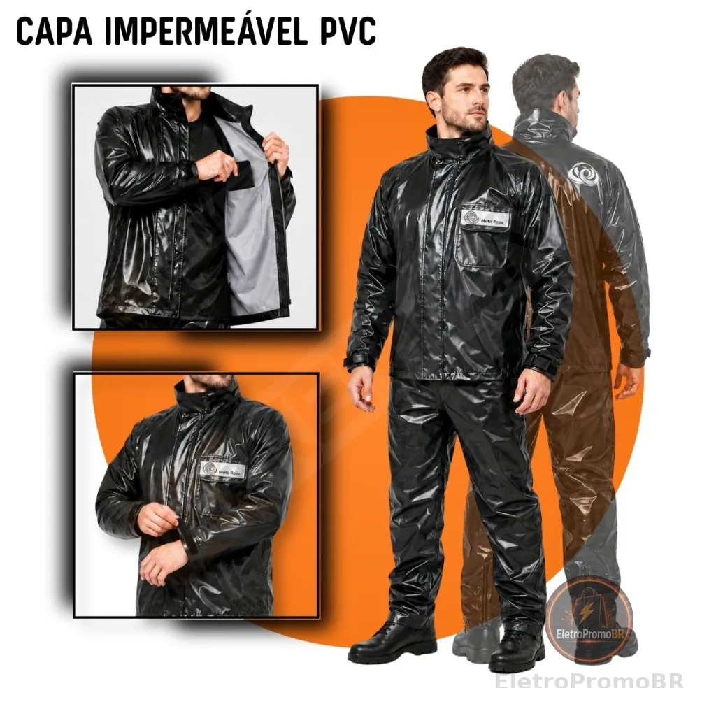 Capa de Chuva Conjunto Completo Pvc Impermeável Para Motoqueiro Adulto