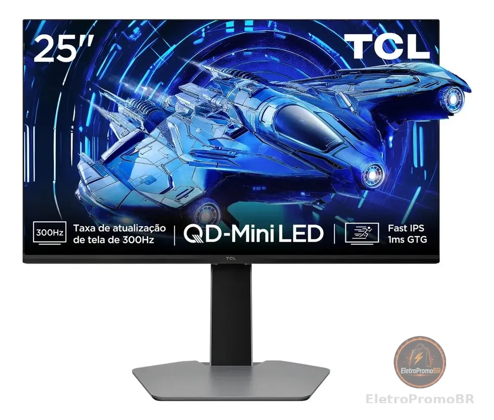 Monitor Gamer Tcl 25 Polegadas Qd-Mini Led Full Hd G64 300hz 1ms (Gtg) Freesync Hdr 600 Nits 25g64