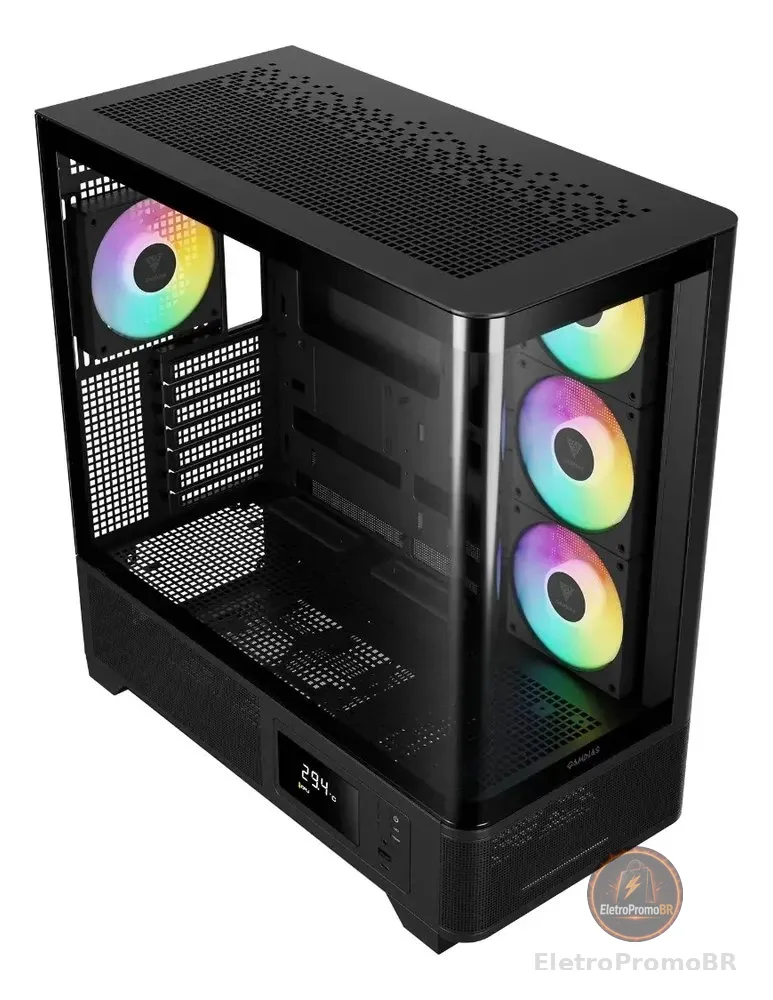 Gabinete Gamer Gamdias Atlas P2 Cg Preto Com 4 Fans Preto