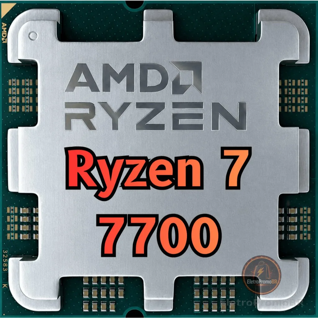 Processador AMD Ryzen 7 7700, 3.8GHz (5.3GHz Max Turbo), Cache 40MB, 8 Núcleos, 16 Threads, AM5, Com Vídeo Integrado