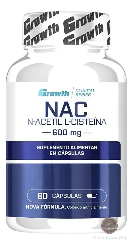 (nac) N-acetil L-cisteina 60 Cápsulas Growth Supplements Sem Sabor