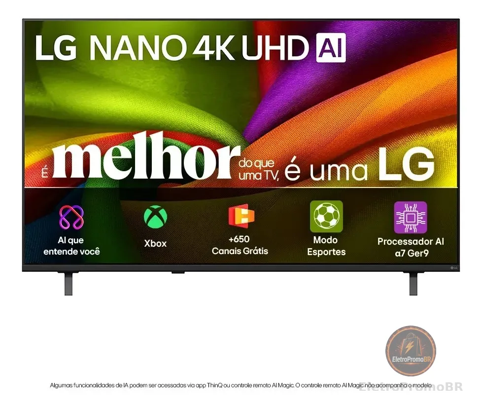 Smart TV 4K 65" LG NANO UHD AI NU850 2026 Processador α7 Ger9 HDR10 Xbox Bluetooth Wi-Fi AI Search Google Gemini webOS 26 - 65NU850BPSA