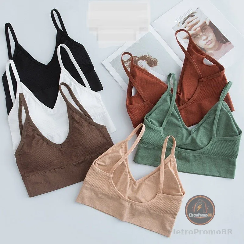 Sutiã Esportivo Sem Costura , Confortável Com Armação , Top Tubo Decote Em V , Push-Up Fino/Roupa Íntima/Academia/Ioga/F