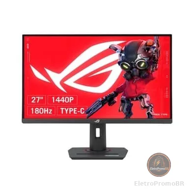 Monitor Gamer ASUS ROG Strix 27", QHD, 180Hz, 1ms, Fast IPS, VRR, G-Sync, FreeSync, HDR 400, USB-C, Altura Ajustável - XG27ACS