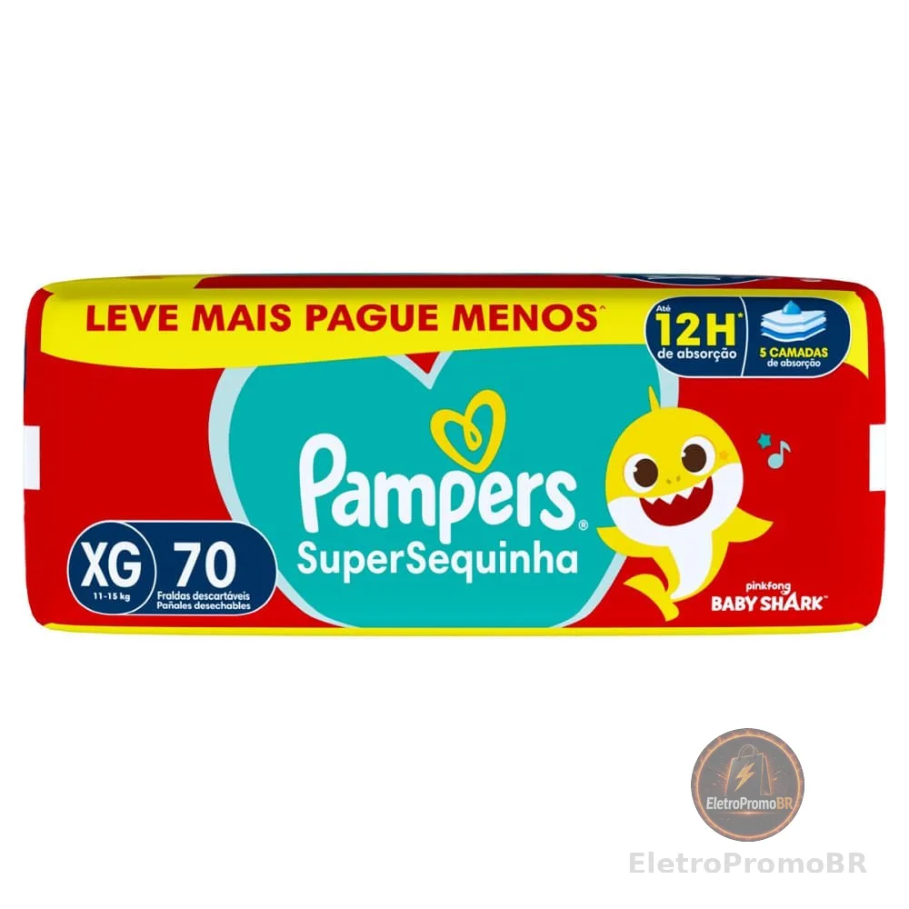 Fralda Descartável Pampers Supersequinha XG 70 Unidades