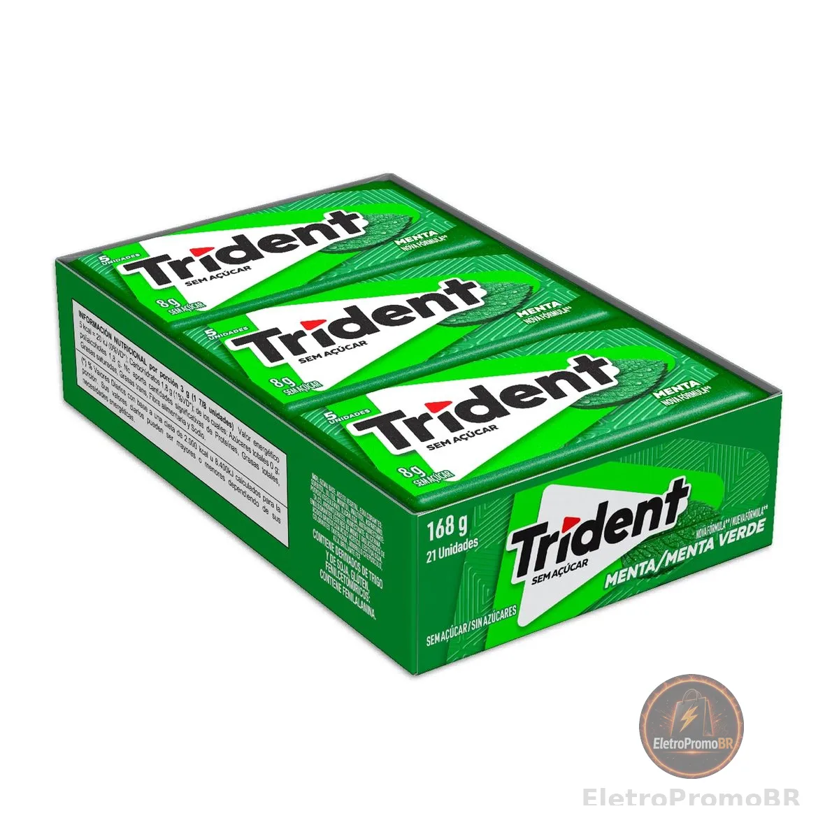 Chiclete Trident Menta Sem Açúcar - Caixa com 21 unid. de 8g