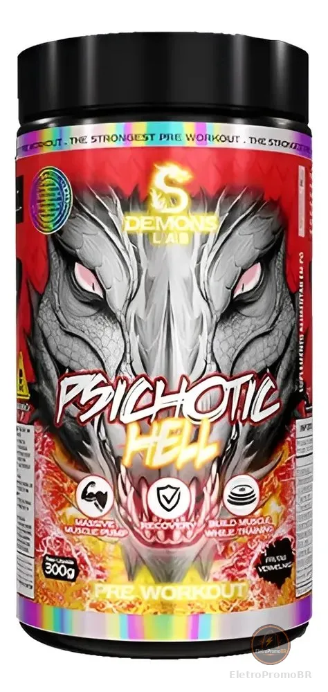 Pre Treino Psichotic Hell Frutas Vermelhas 300g - Demons Lab Frutas Vermelhas