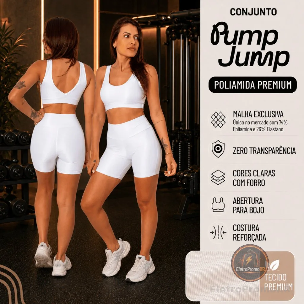 Conjunto Fitness Feminino Top Regata + Bermuda Meia Coxa Poliamida Premium Academia