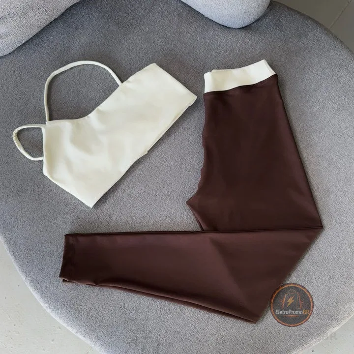 conjunto de CALÇA bicolor Cross bojo removível zero transparência Tradicional corrida legging  treino musculação pilates