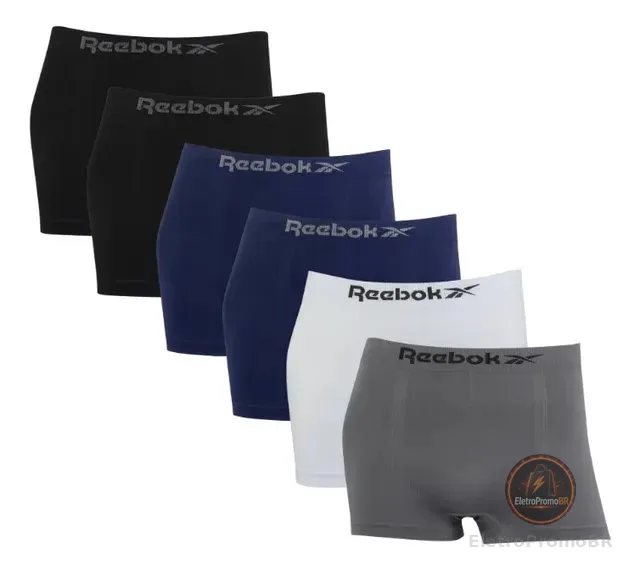 Kit 6 Cuecas Boxer Reebok Classic Microfibra Sem Costura