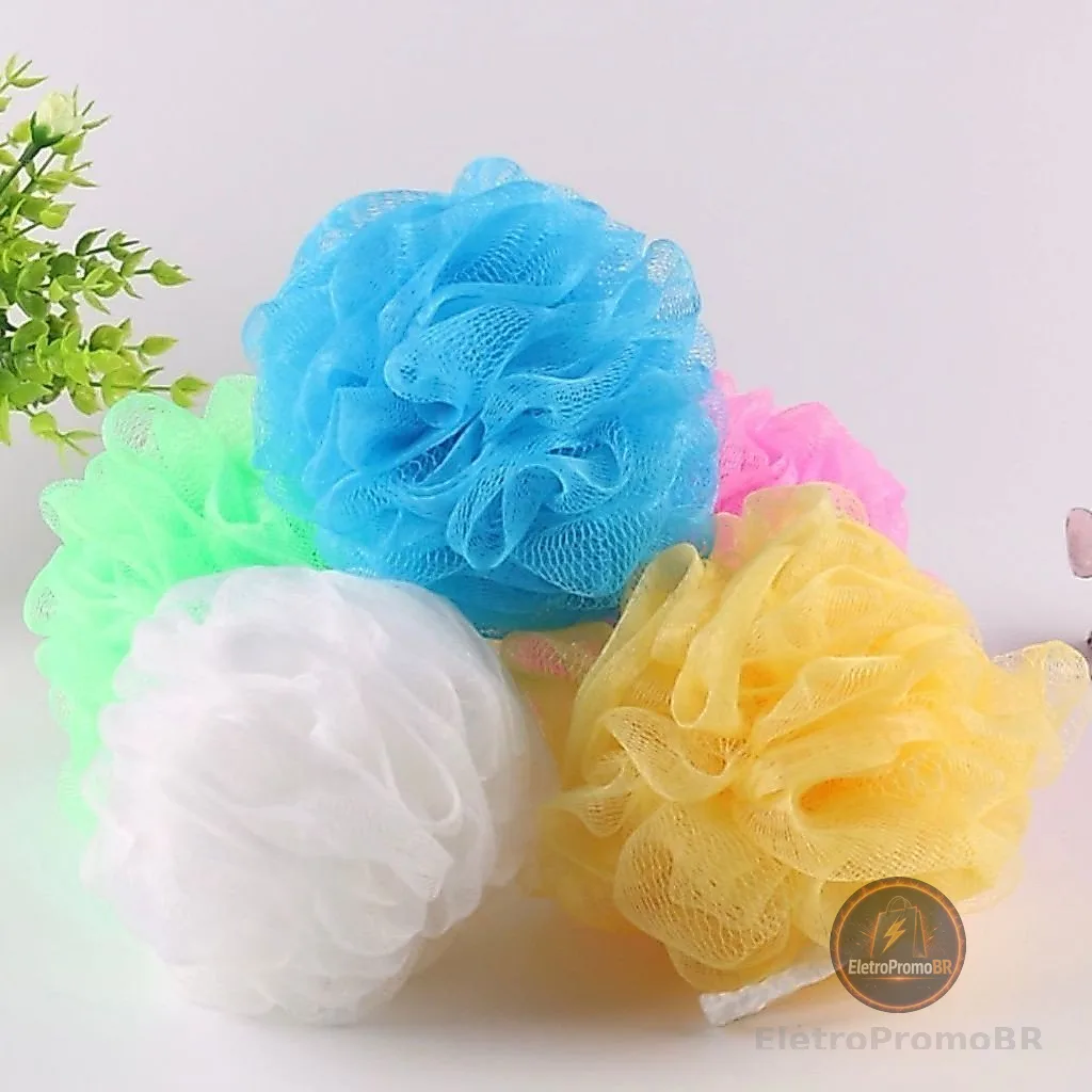 Kit 3 Esponja Bucha de Nylon Para Banho com Cordinha