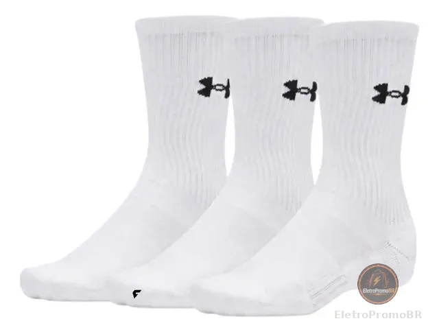 Kit 3 Meias Under Armour Core Cotton Cano Alto Original