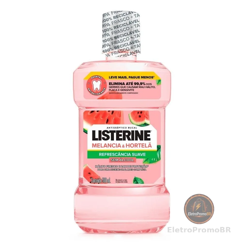 LISTERINE® Melancia & Hortelã Enxaguante Bucal Sem Álcool, 500mL