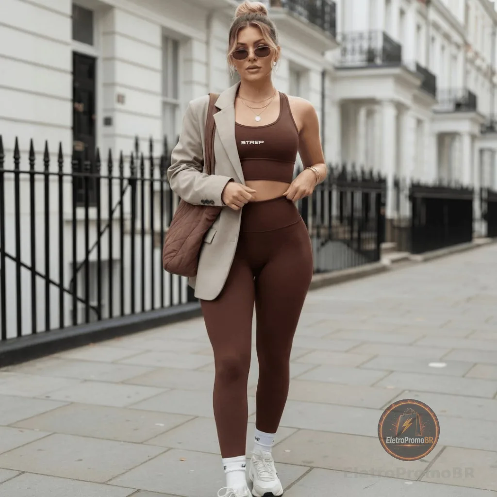 Conjunto Feminino Fitness Academia Treino Dia a Dia Esportes Top + Calça Zero Transparência