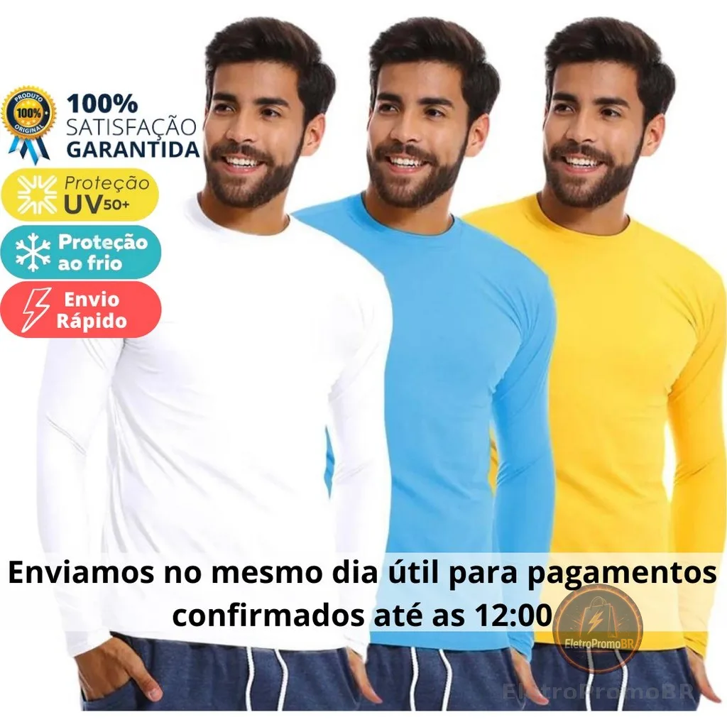 Camisa Proteção Solar Uv+50 Camiseta Segunda Pele Térmica Promoção Premium Várias Cores
