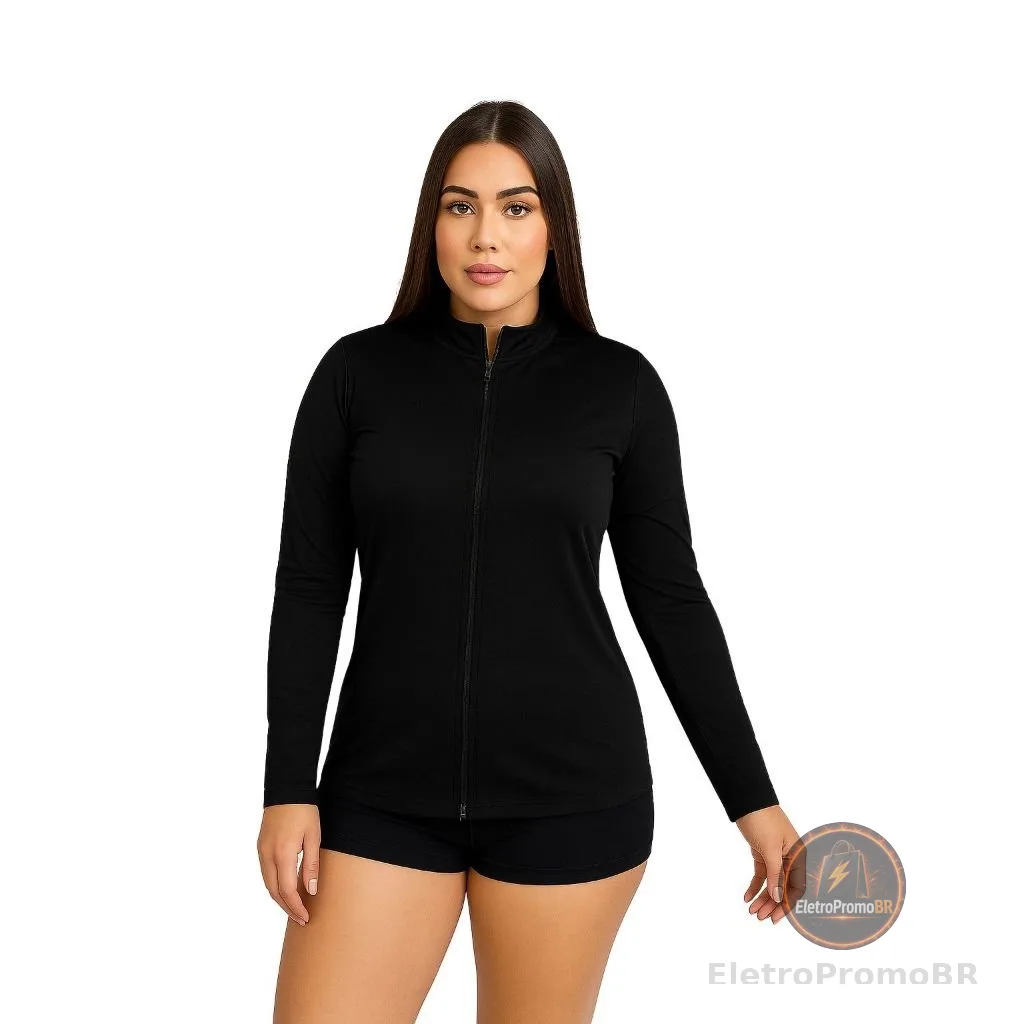 Jaqueta Esportiva Lazer  Proteção Solar UV FPS 50 Caminhada Corrida Academia  Fitness Helanca Dryfit Com Zíper