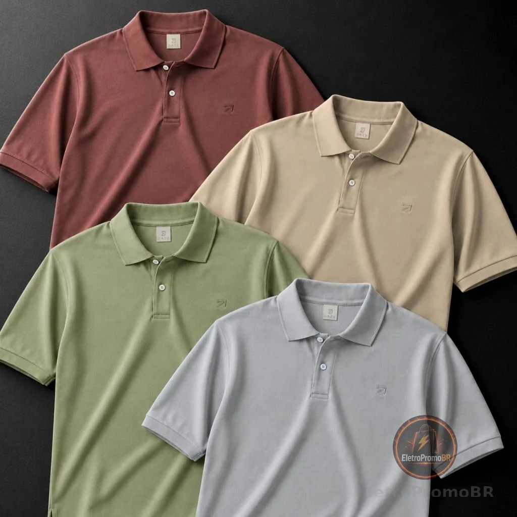 Kit 4 Camisa Polo Masculina Piquet Premium