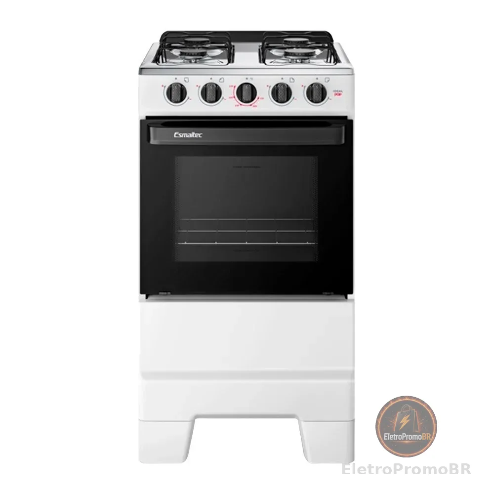 Fogão de Piso 4 Bocas Esmaltec F4ISB Ideal Pop | Mesa em Aço Inox, Acendimento Manual, Branco