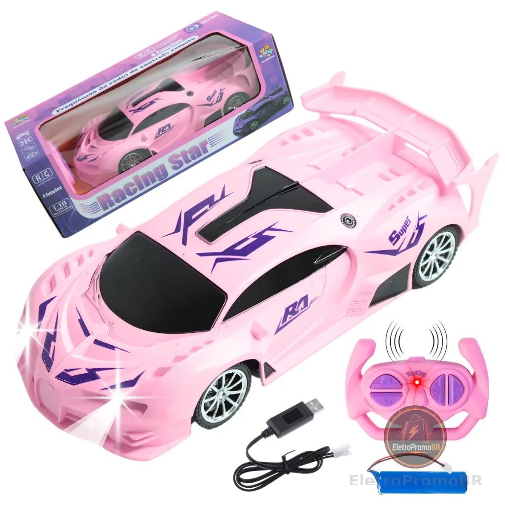 Carrinho Controle Remoto Recarregável Menina Infantil Top