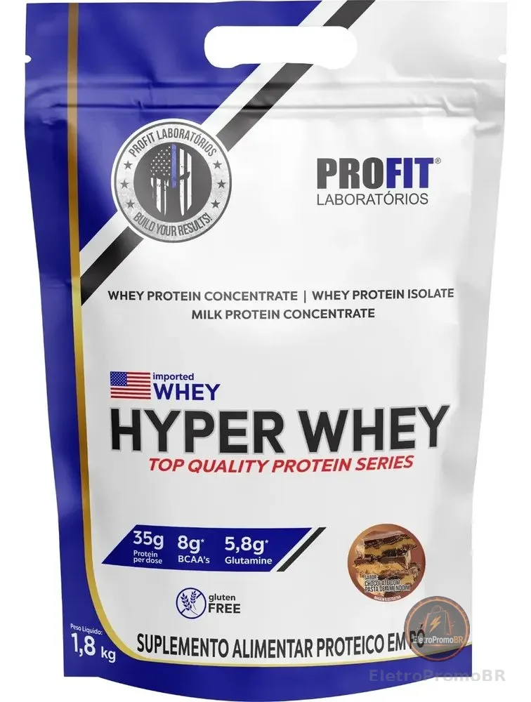 Hyper Whey Protein 1,8kg Isolado E Concentrado - Profit Labs Sabor Chocolate C/ Pasta De Amendoim