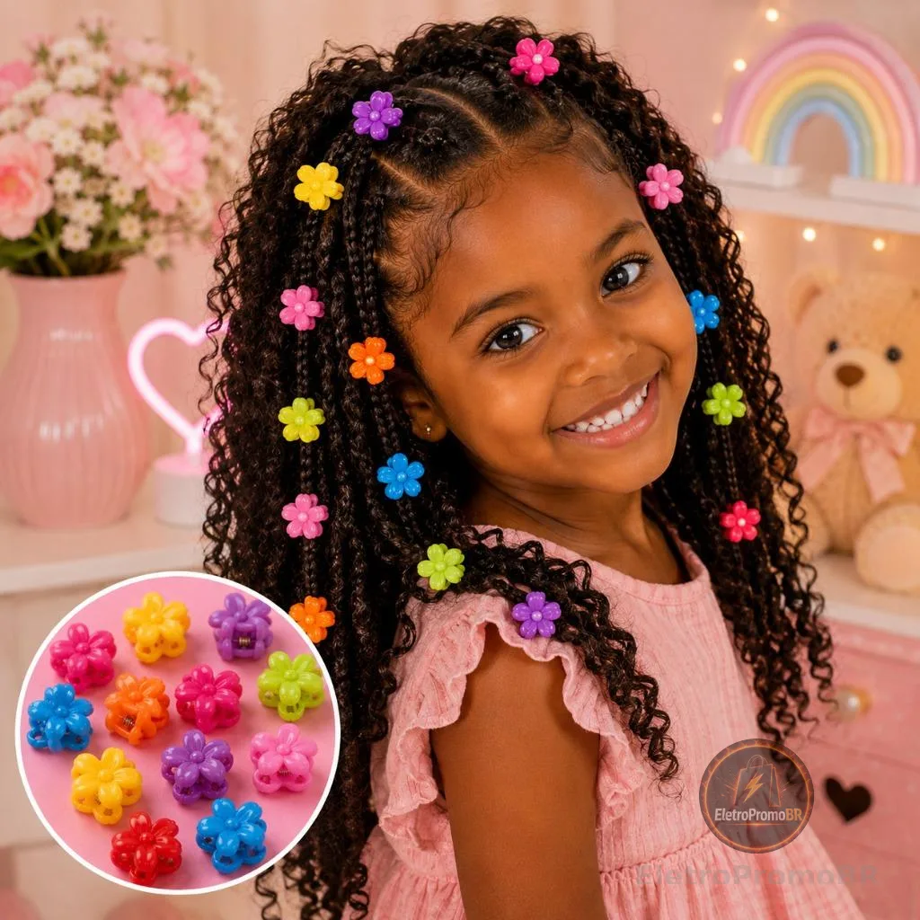 Kit 40/50/80/100/150 Piranha Mini Para Cabelo Infantil Colorida Presilia Prendedor Florzinha Lacinho Borboleta