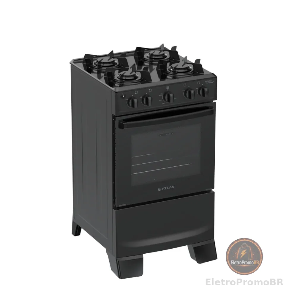 Fogão 4 Bocas com Mesa Esmaltada Atlas Mônaco Lustro
