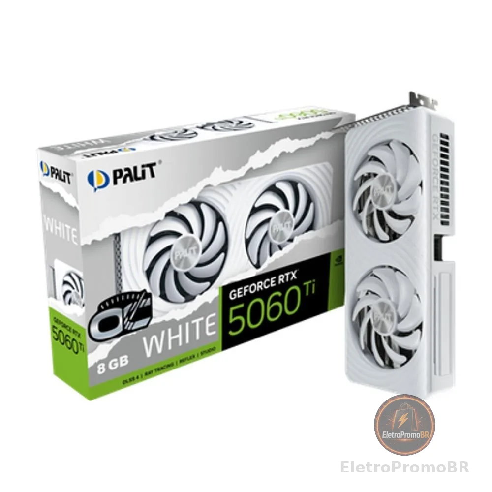 Placa de Video GeForce NVIDIA PALIT RTX5060TI 8GB WHITE OC GDDR7 NE7506TU19P1-GB2062M