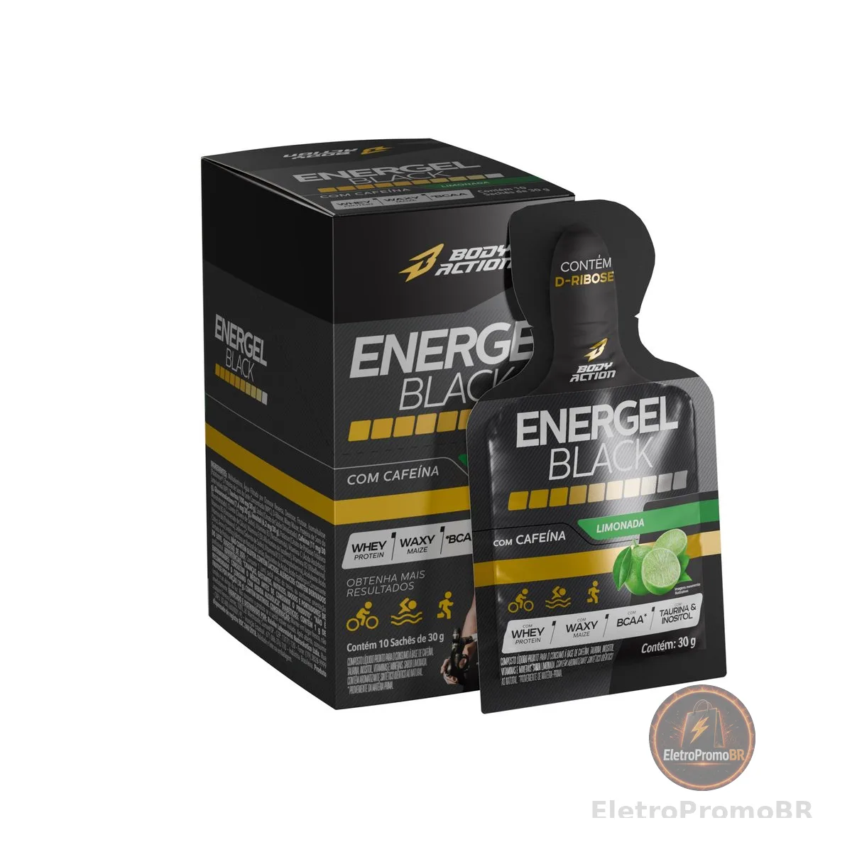 Energel Black 10 Sachês Sabor Limão Bodyaction