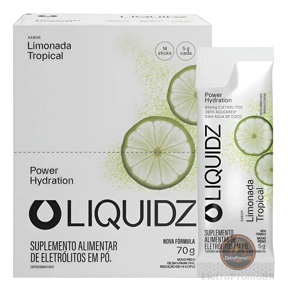 Liquidz® Eletrólitos Zero Açúcar Limonada Tropical 14 Sachês