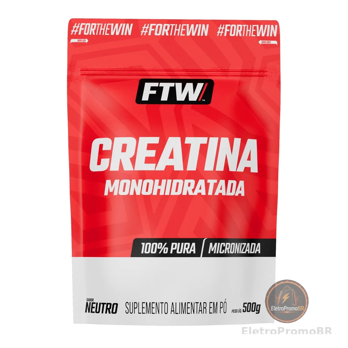 Creatina Pura 500G Refil Monohidratada FTW - Sem sabor Explosão de Energia, Força e Resistência - Absorção Rápida para Ganho de Massa e Performance