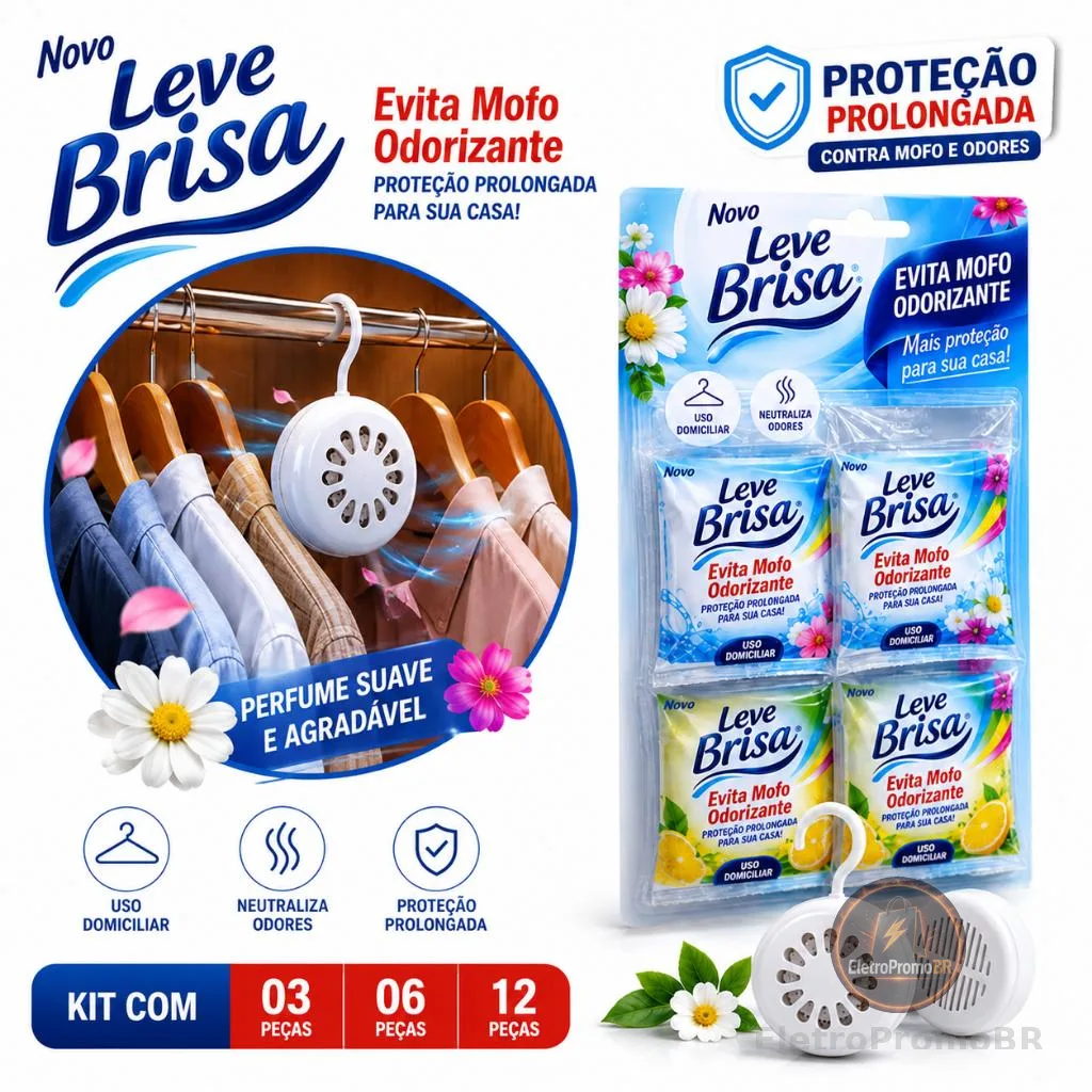 KIT C/ 01 / 03 / 06 ou 12 Leve Brisa Anti Mofo Armário Guarda Roupa Neutraliza Odores