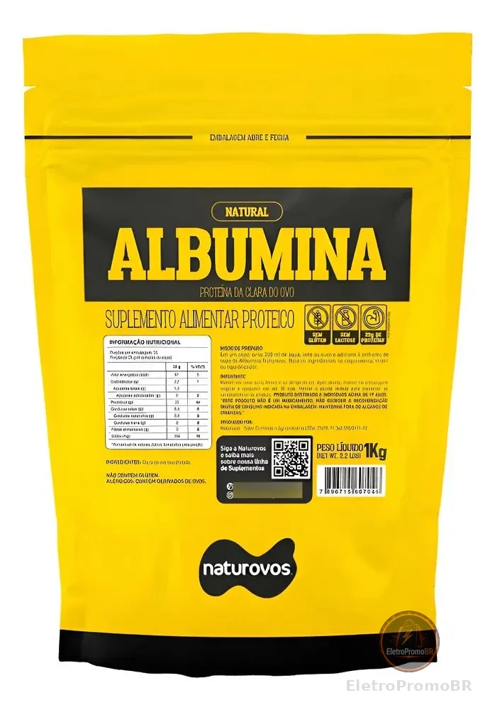 Albumina Naturovos 1kg Proteína Clara de Ovo Natural