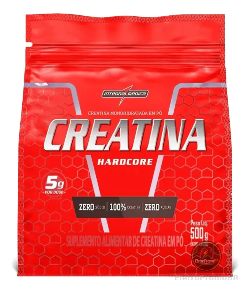 Creatina Hardcore Monohidratada 500g Pó Pouch Integralmédica Sem Sabor