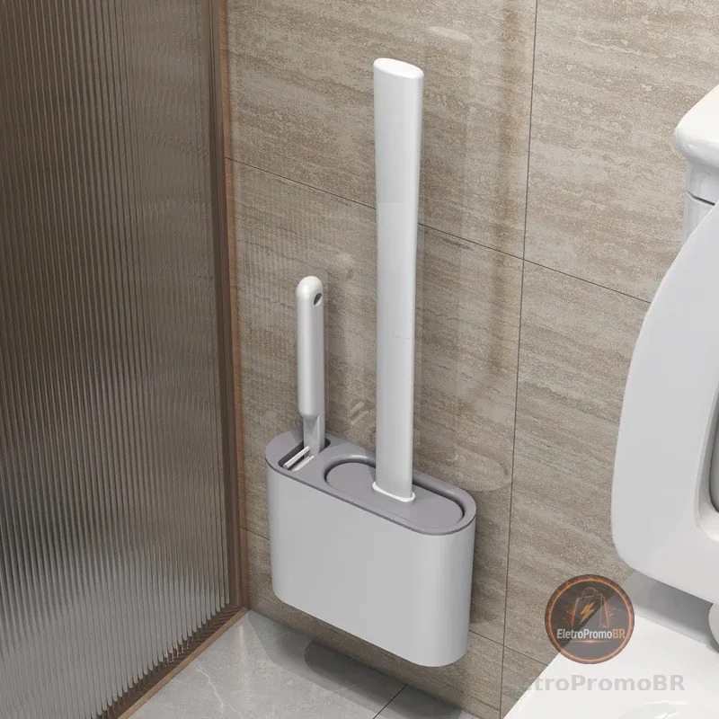 2 em 1  Escova de Silicone para Vaso Sanitário - Base de Banheiro Privada, Alta Eficiência