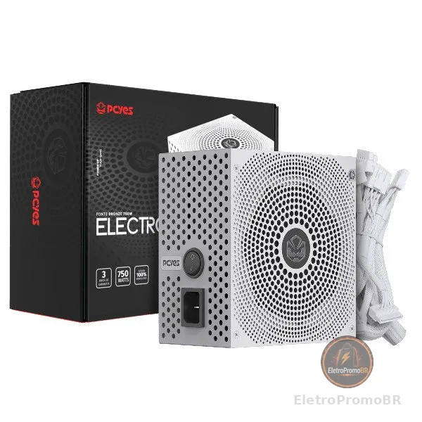 Fonte Gamer PCYES Electro V2 750w White Ghost 80 Plus Bronze