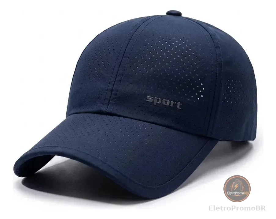 Boné Confortável Dry Fit Corrida Sol Secagem Rápida Azul-marinho Regulagem