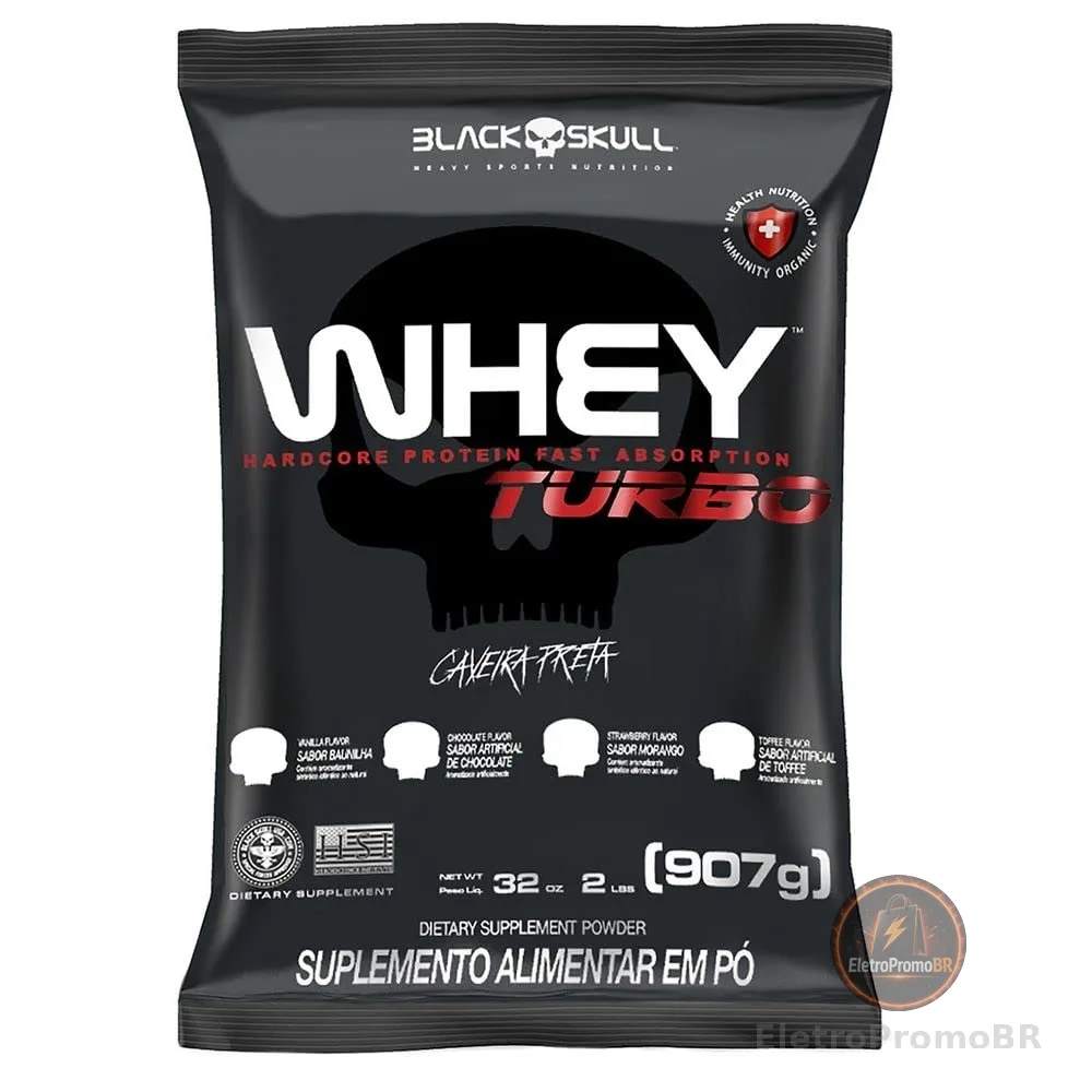 Refil Whey Turbo Baunilha 907G, Black Skull