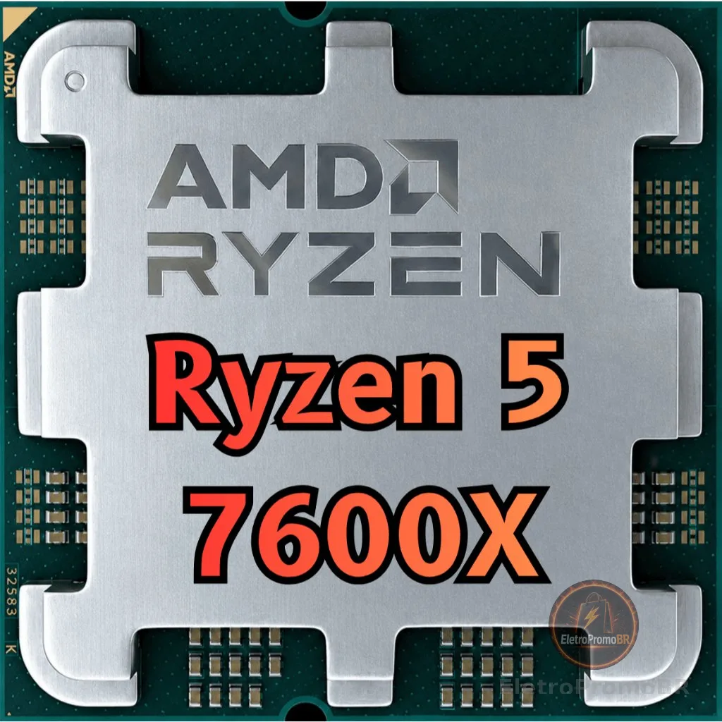 Processador AMD Ryzen 5 7600X, 4.7GHz (5.3GHz Max Turbo), Cache 38MB, 6 Núcleos, 12 Threads, AM5, Com Vídeo Integrado