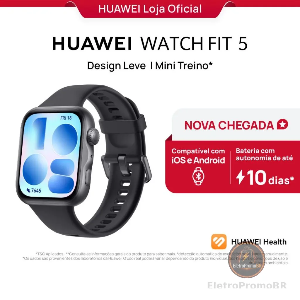 HUAWEI WATCH FIT 5 | Smartwatch Relogio | AMOLED de 182" Design Leve | Mini Treino | 64 GB | GPS