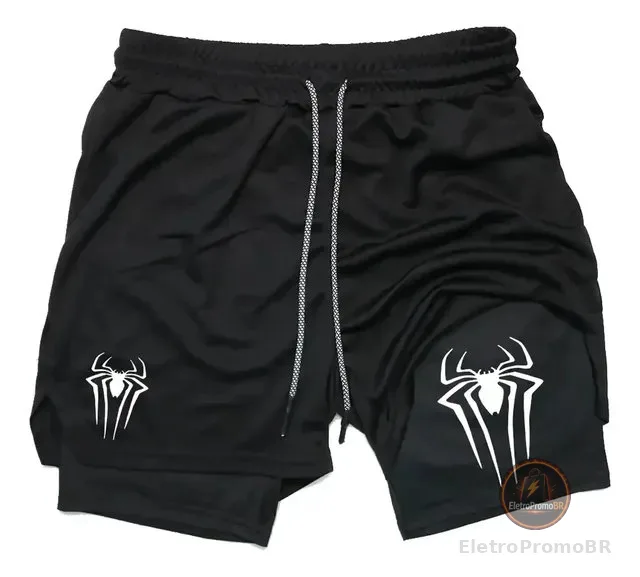 Short Dry-fit Compressão 2 Em 1 Esportivo Aranha